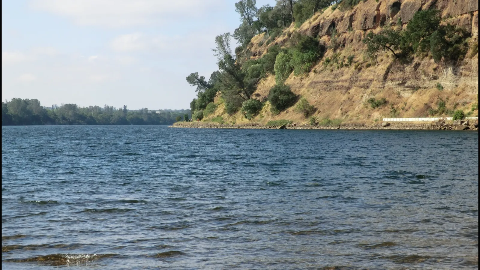 Lake Natoma below the cliffs at Black Miners Bar in Folsom