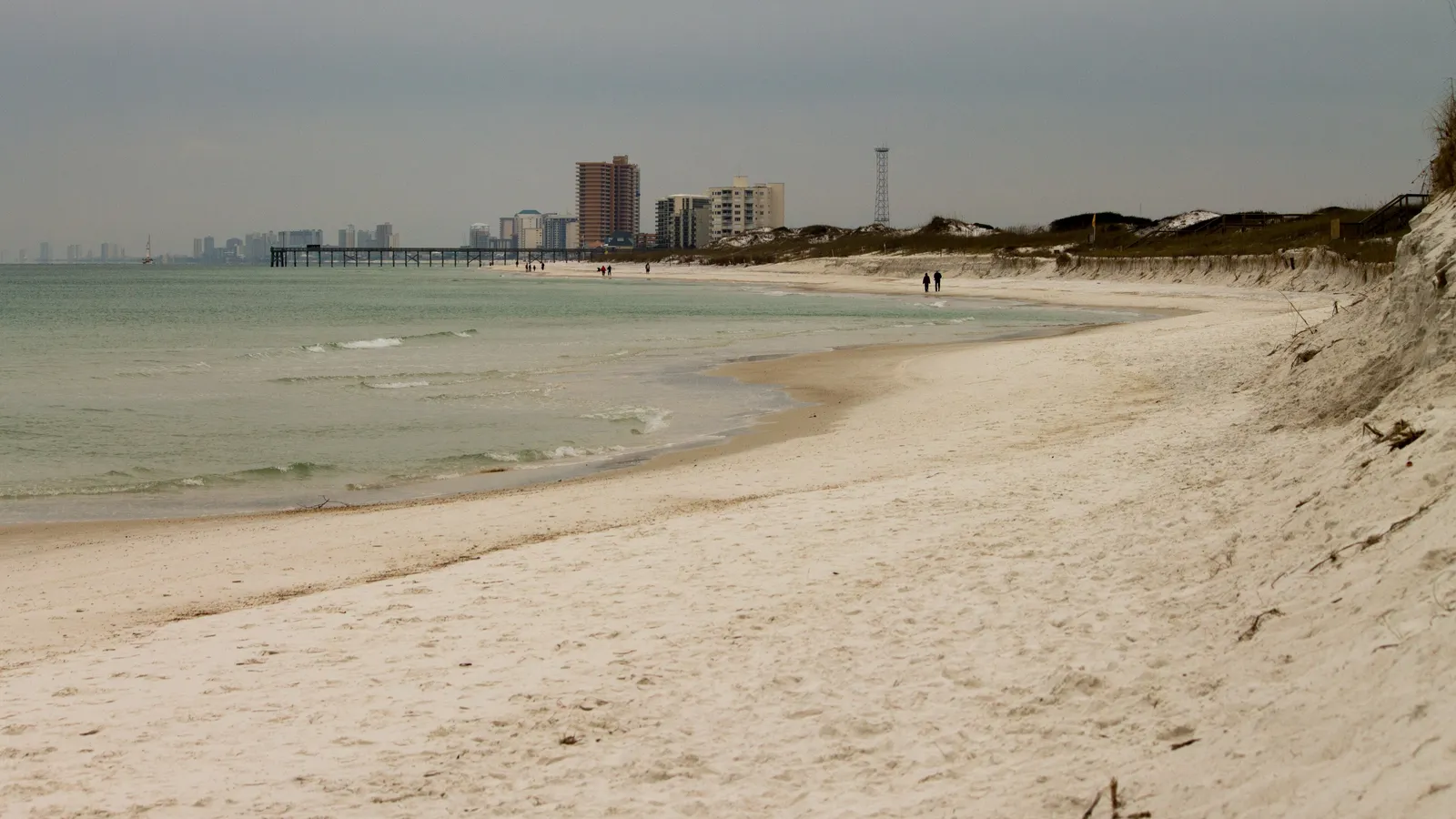 The Gulf beach at St. Andrews State Park looking west toward the Panama City Beach high-rises