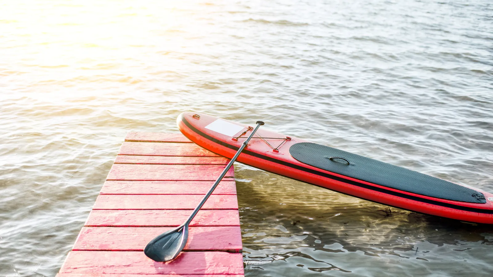Inflatable paddle board on the water